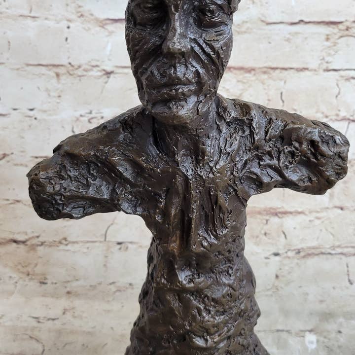 Bronzhaus - Wholesale Beeldje/beeldhouwwerk - Buste van Diego Surrealistische mannelijke sculptuur Bronzen standbeeld van Alberto Giacometti 15" x 7"7