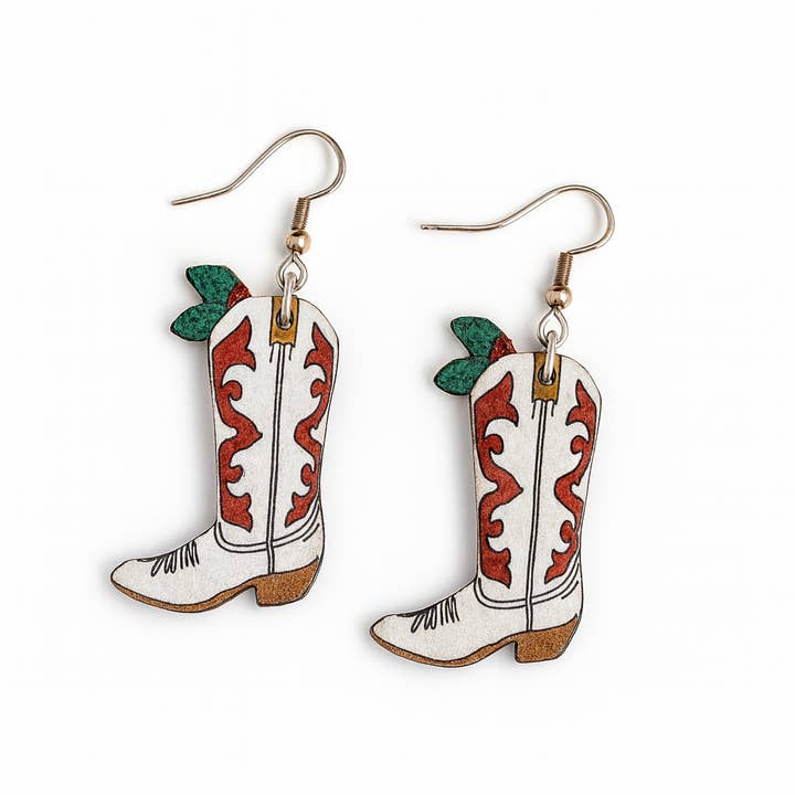 The Bling Barn - Wholesale Dangle Earrings - Western Christmas Cowboy Boots Earrings3
