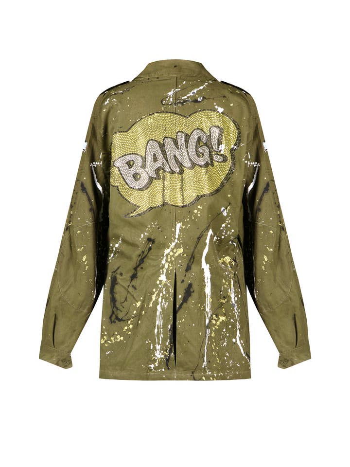 apiedinudinelparco - Wholesale Jacket - Women's - UP-CYCLED MILITARY JACKET GLITTER PATCH STREET ART LUX STYLE13