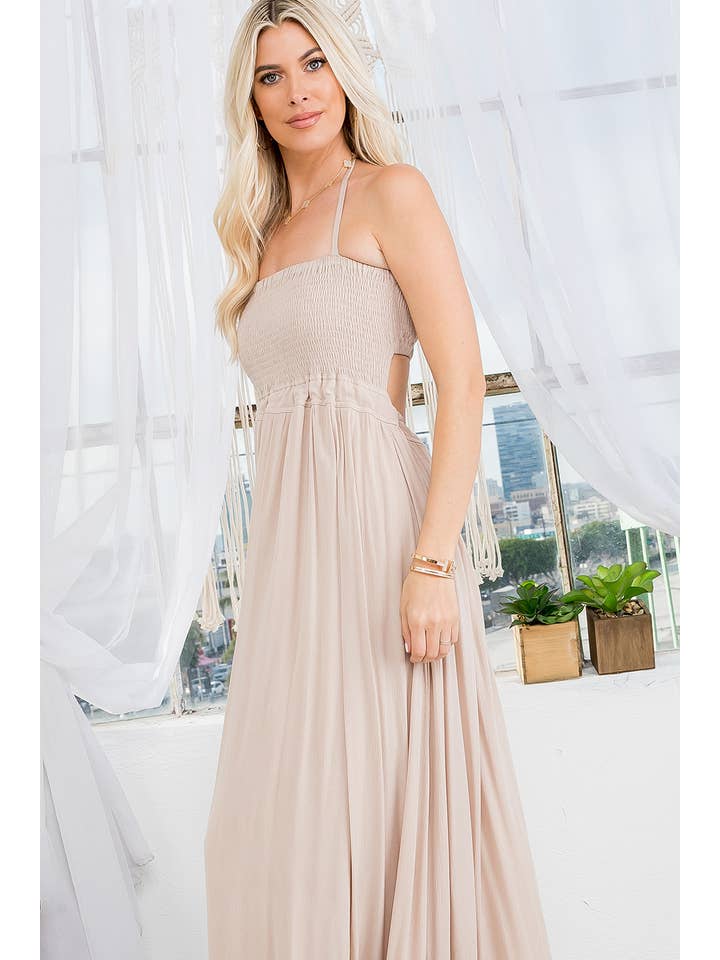 Sweet Lovely by Jen – Großhandel Kleid – Damen – MAXIKLEID MIT RÜCKENAUSSCHNITT UND GESMOKTEM STUFENROCK33