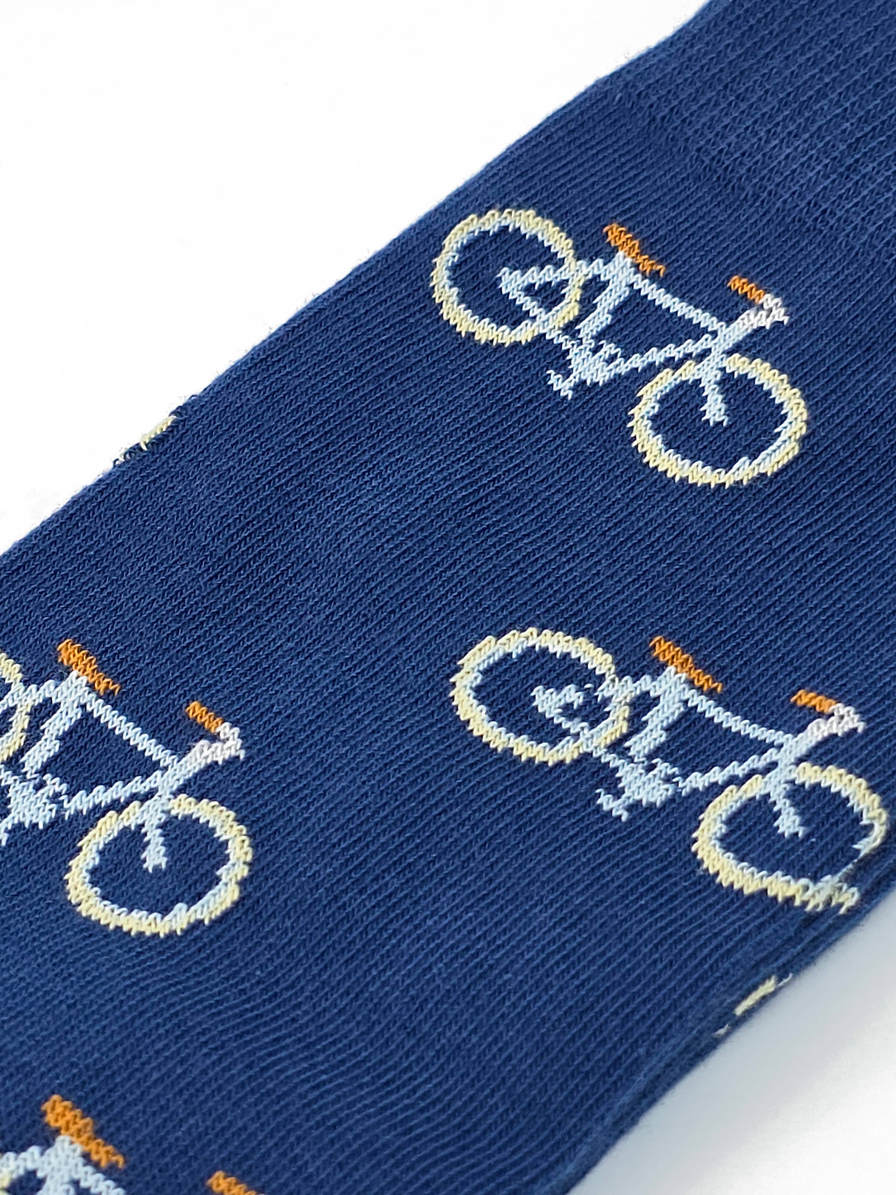 Slopes&Town - Wholesale Socks - Unisex - True Navy and Light Blue Bike Bamboo Socks1