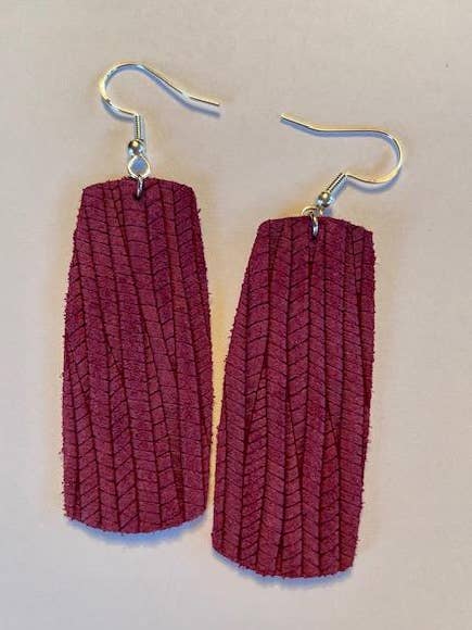 Wine Textured Bar Earrings for wholesale by K Leather Designs