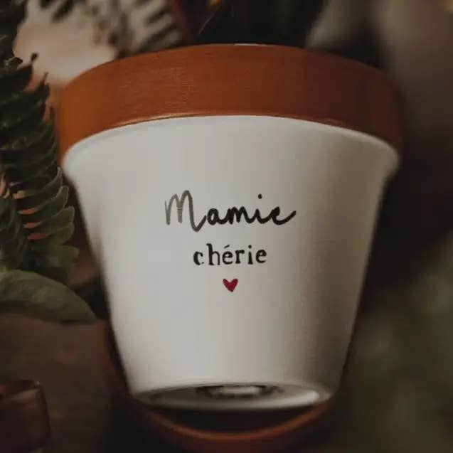Pot de fleur, cache-pot "Mamie chérie ♥", fête grand-mères pour la vente par Joli Pot