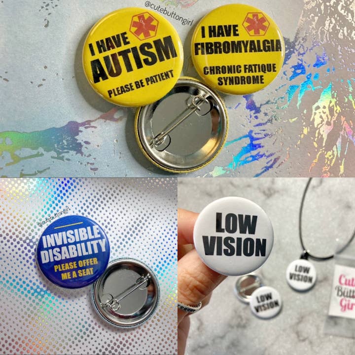 Handicap invisible de 1,25 pouces et 2,25 pouces pour la vente par Cute as a Button Girl