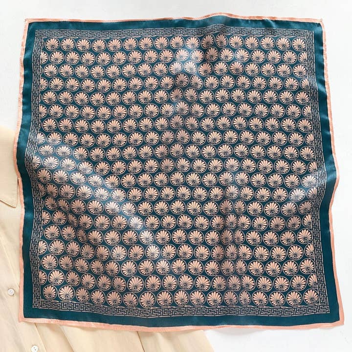 SueSilkHK - Wholesale Scarf - Women's - Navy Blue Boho Flora 100% mulberry Silk Scarf/Silk head scarf/Silk hair scarf/Silk neck scarf/Silk bandana/Bag Accessory/Gift for her/Small floral motif/Boho