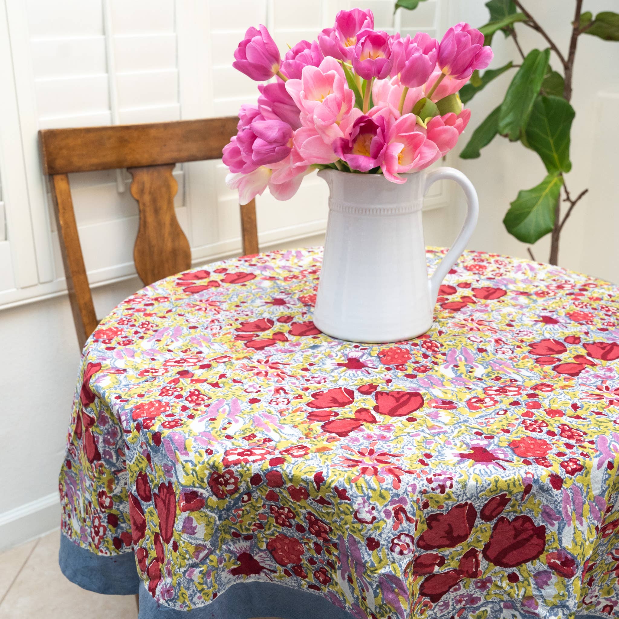 Couleur Nature - Wholesale Tablecloth - Jardin Red & Grey | French Tablecloths7