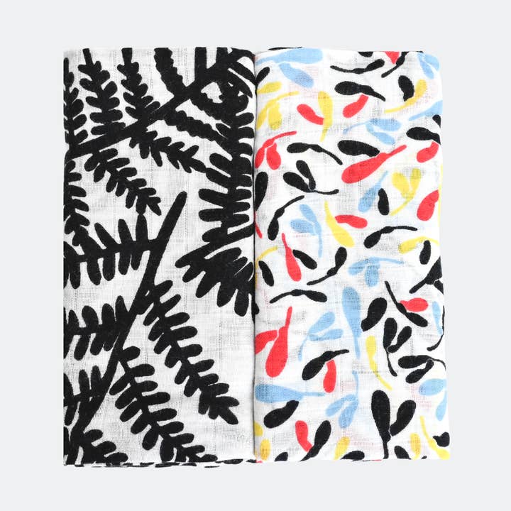 PLANT PRINT 2-PACK MUSLIN SQUARES - for 0 to 4 months & 5+ month old babies for wholesale by Etta Loves USA