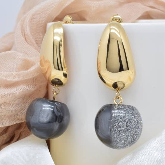 Stainless steel earrings - BO100387OR-GR for wholesale by Kapyco