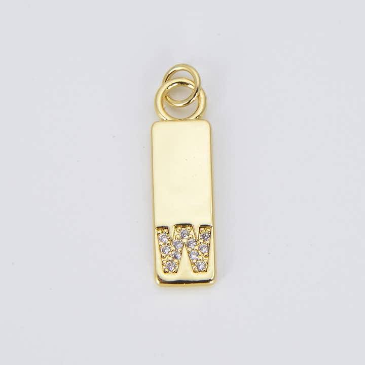 findings4uGem - Wholesale Pendant/Charm Necklace - CZ Gold Filled Alphabet Initial Tag Letter Charm, CP145022