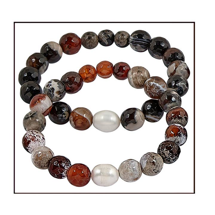 Gypsy Rose - Wholesale Beaded Bracelet - Semi Precious Stone With Freshwater Pearl Bracelet0