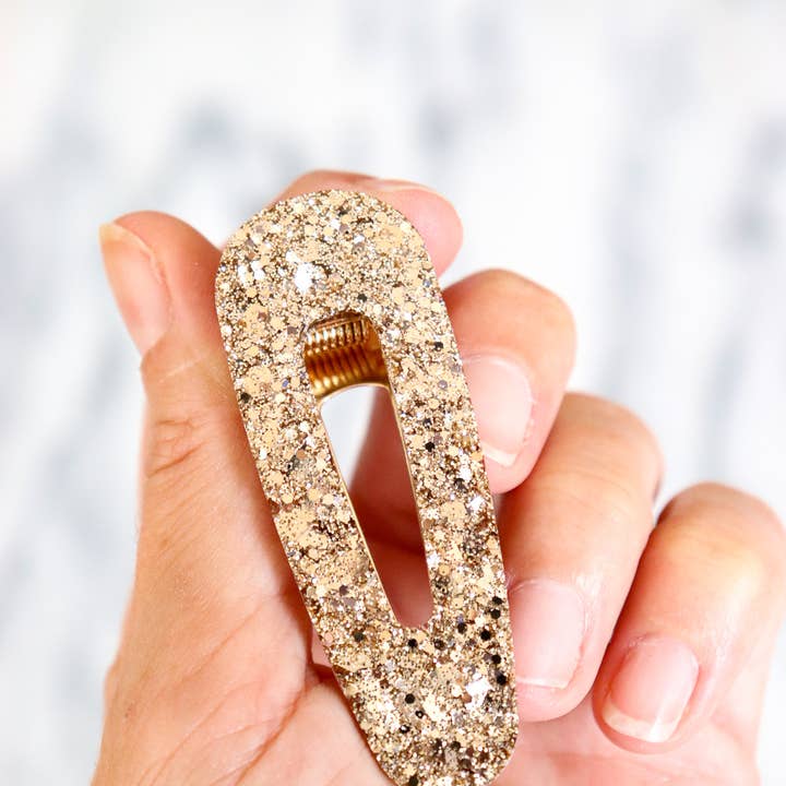 CG Home - Wholesale Barrette - Women's - Champagne glitter triangle hair clip1