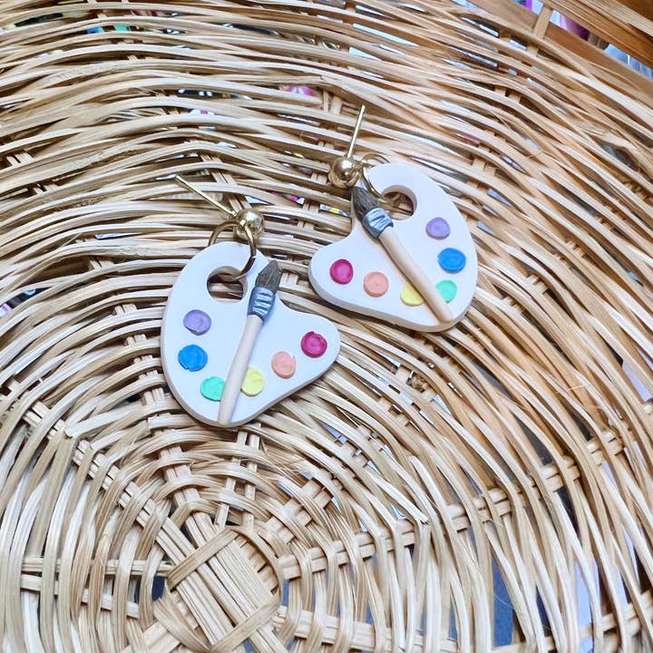 Kaleidoclay - Wholesale Dangle Earrings - paint palette dangles