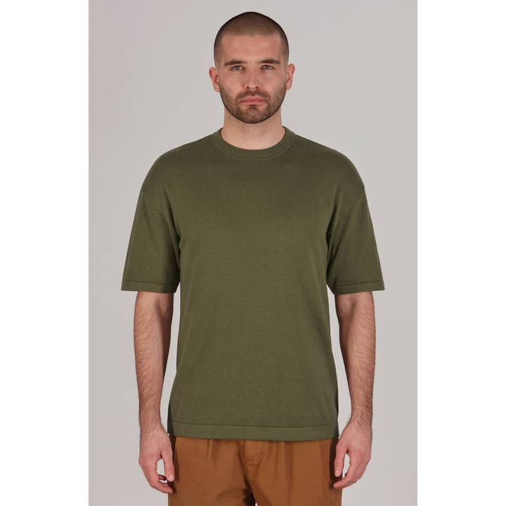 Mens Lightweight Cotton Oversized Knitted T-Shirt for wholesale by Paul James Knitwear