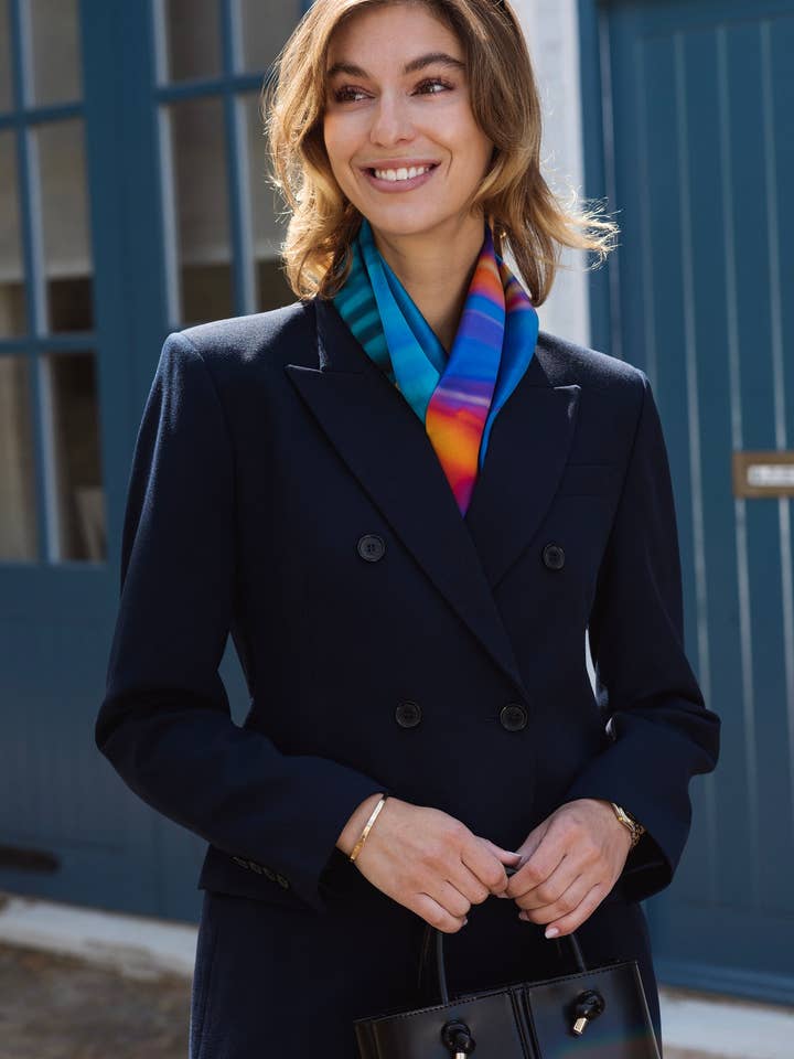 Electric Blue Square Silk Scarf for wholesale by By Biology