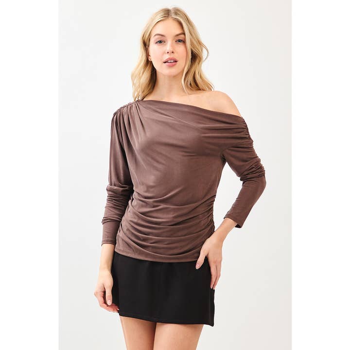 mittoshop - Wholesale Knit Top - Women's - ONE SHOULDER LONG SLEEVE DRAPE BRUSHED KNIT TOP20