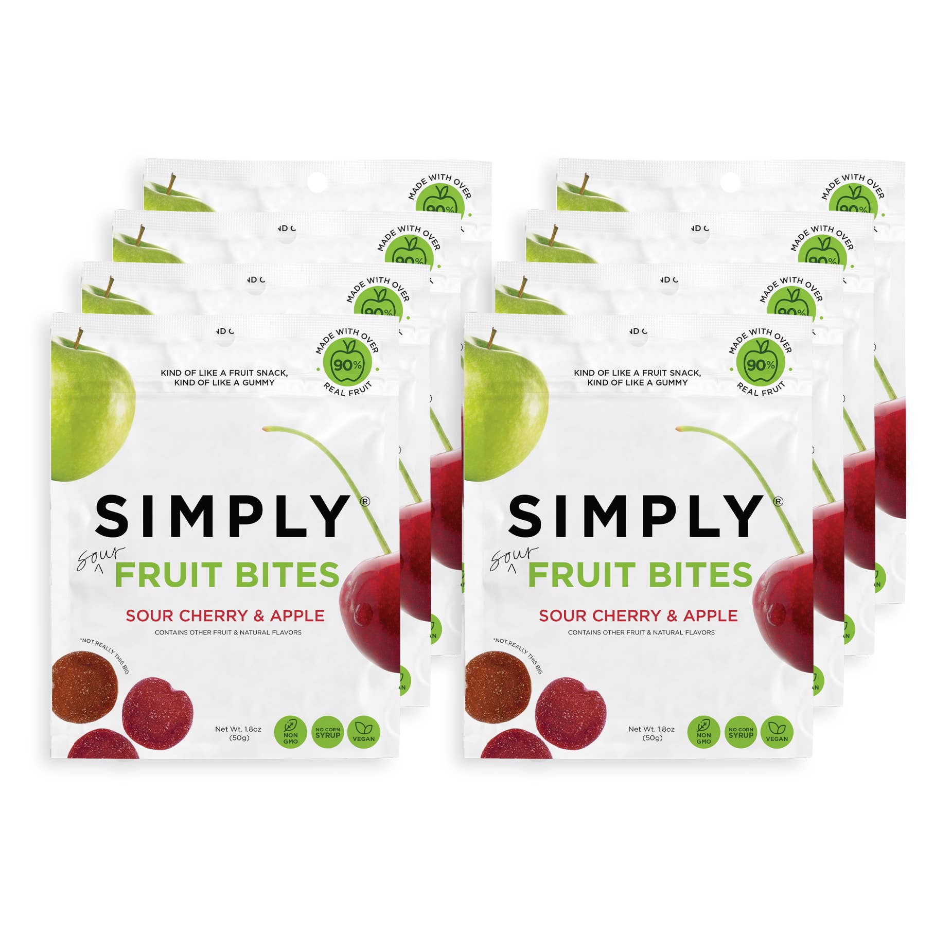 Simply Gum - Wholesale Fruit Snacks - Fruit Bites - Sour Cherry & Apple (1.8 oz Bags) 4