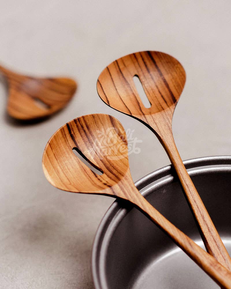 Bali Harvest – Utensílios para servir por atacado – Conjunto de espátula de madeira de teca - servidor de salada de colher de mistura1