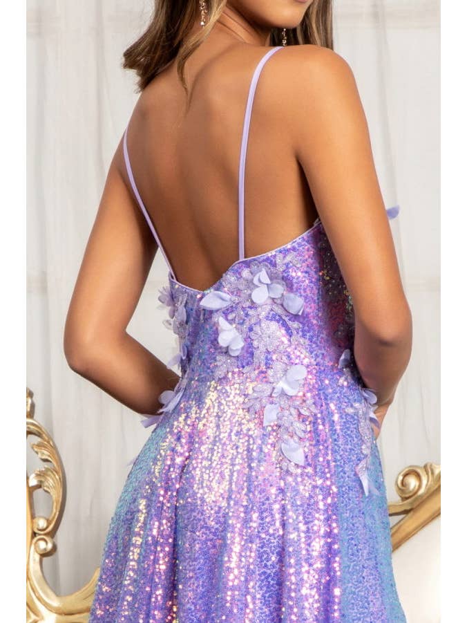 Tux-USA® - Wholesale Gown – Women's - Full Iridescent Sequin V-Neck A-Line Prom Dress /w Leg Slit4