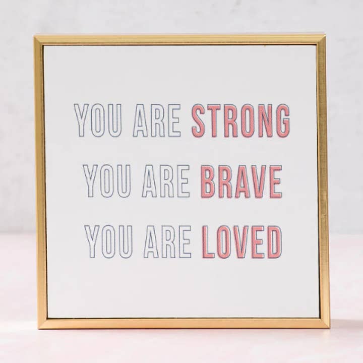White You Are Strong Quotable Canvas Tabletop Décor for wholesale on Faire0