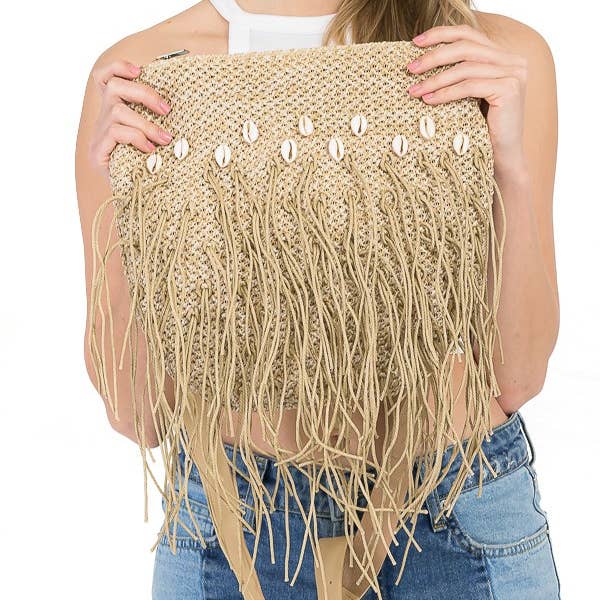 Cap Zone - Wholesale Crossbody bag – Women's - Seashell Bohemian crochet braid fringed Crossbody Bag5