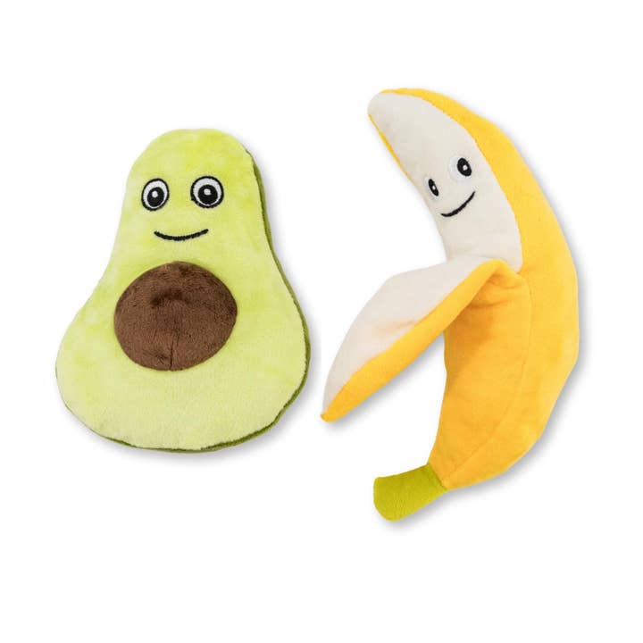 Jojo Modern Pets - Vendita all'ingrosso Peluche - Cani - Set regalo di peluche per cani con avocado e banana per Playful Paws