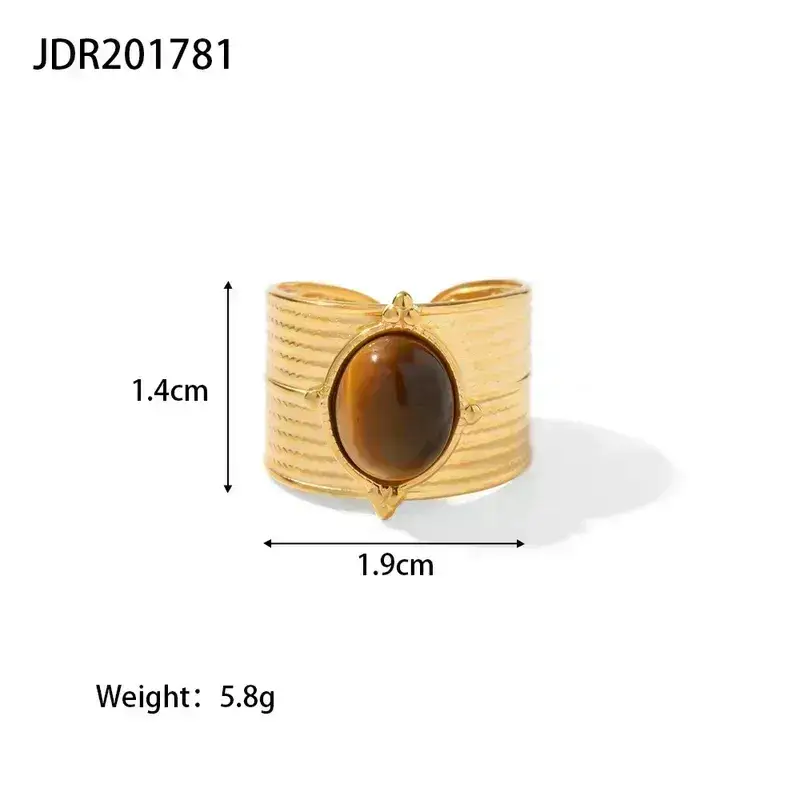 Sweet Cherry Sky - Wholesale Cocktail/Statement Ring - Stainless Steel Rings Gold Plated20