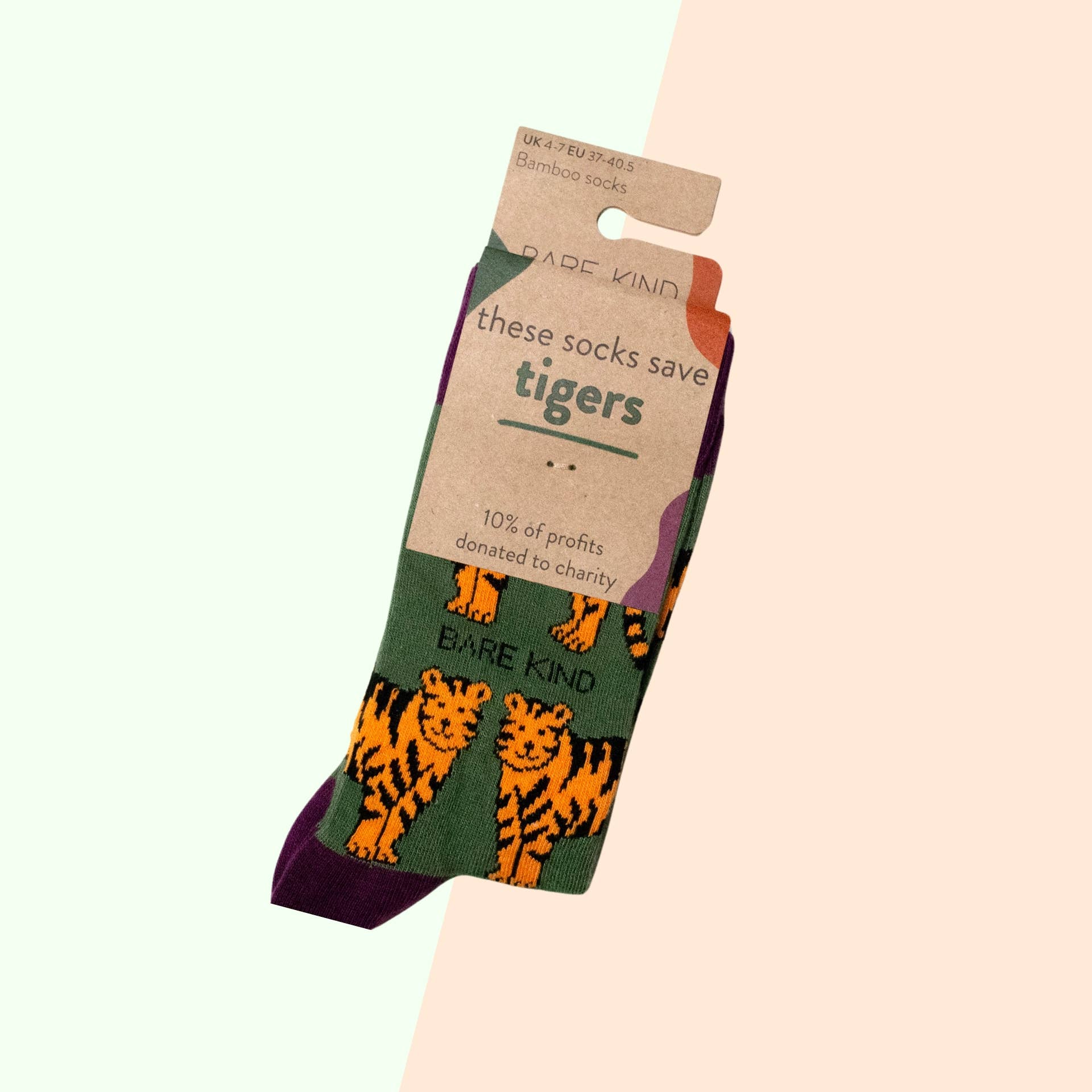 Bare Kind Socks - Vendita all'ingrosso Calzini - Unisex - Calze con Tigre | Calze in Bambù | Calze verdi | Calze ispirate all’Asia1