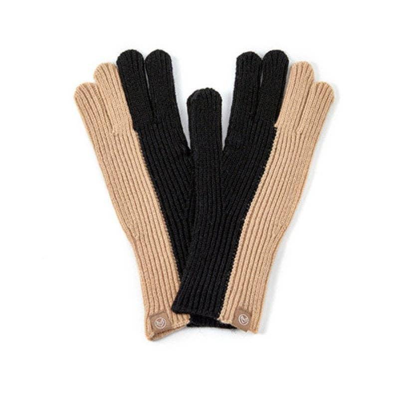 Dipped Shop - Wholesale Gloves - Women's - Color Block Simple Ribbed Knit Gloves DPG28101