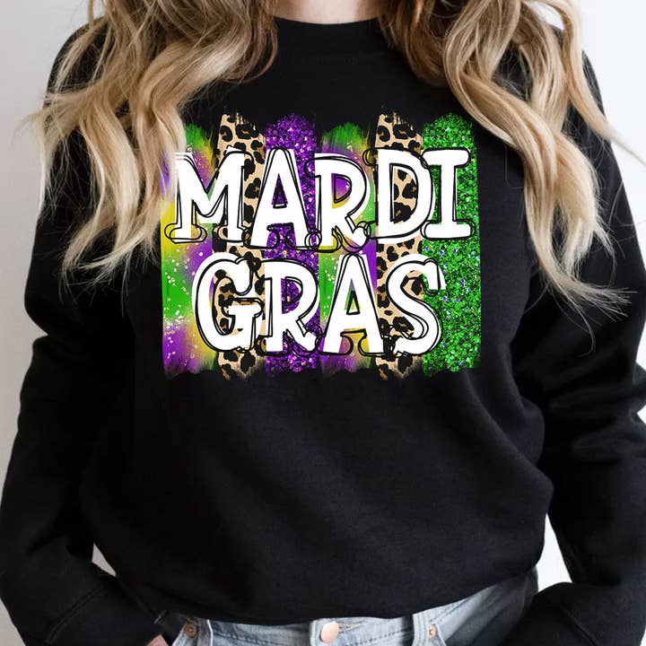 Imprimé léopard Mardi Gras - Sweatshirt mignon Kiss Fun NOLA pour la vente par House Of Rodan