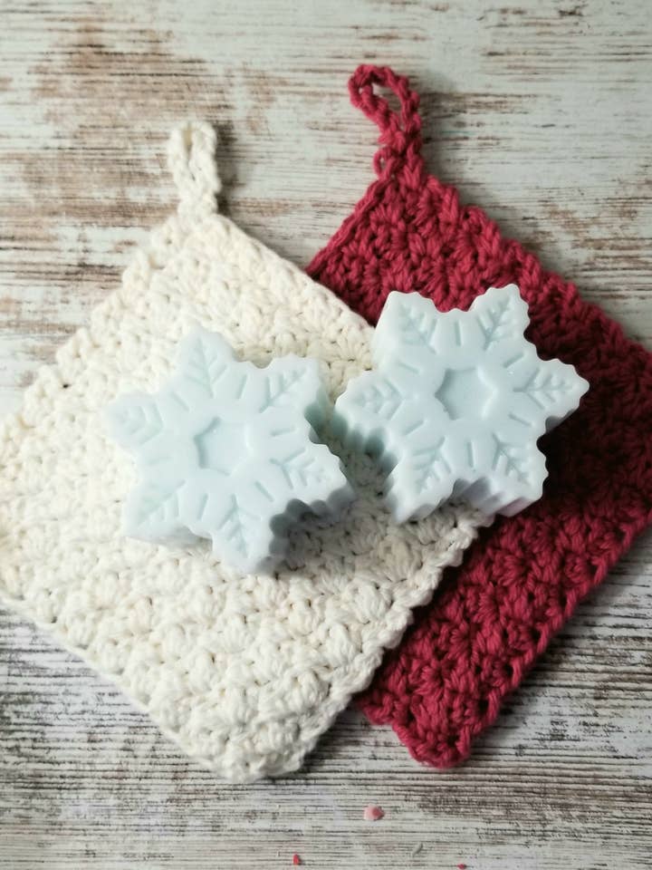 Snowflake Goat Milk Soap / Winter Holiday Hand Soap for wholesale by Raven Avenue Studio