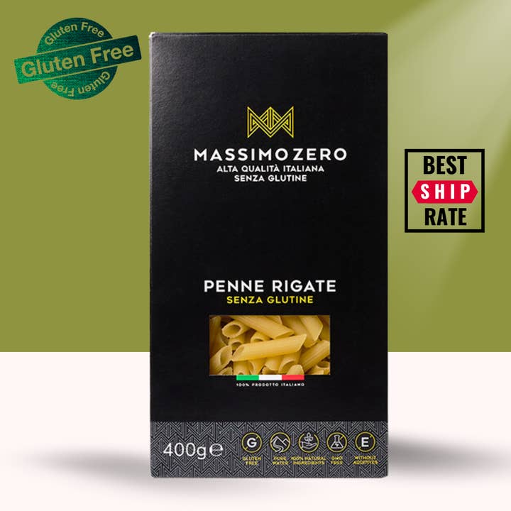 Massimo Zero Penne Rigate Gluten Free Pasta 14.1 oz (400g) for wholesale by Casacella Foods