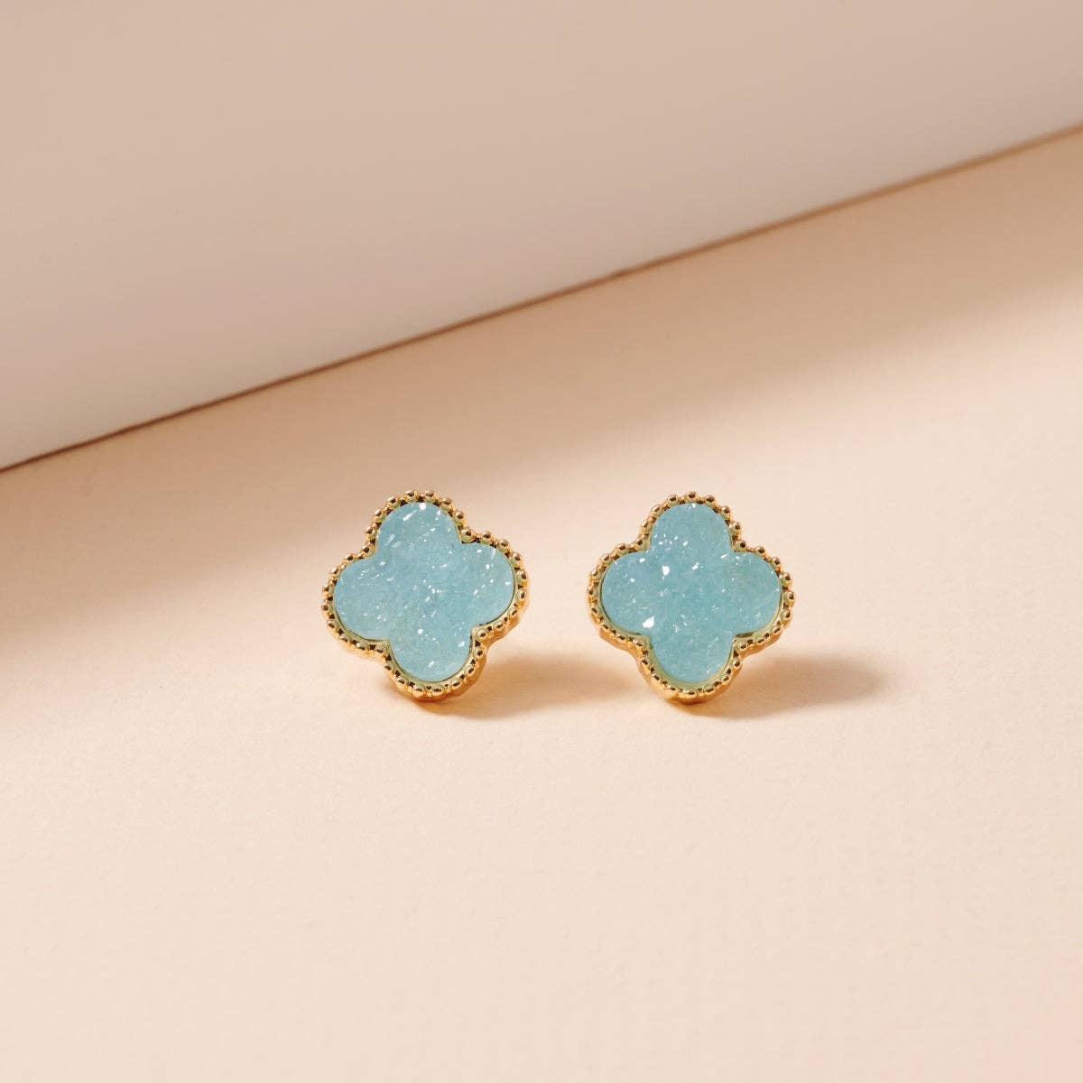 Frem - Wholesale Stud/Post Earrings - Mini Druzy Flower Stud Earrings2