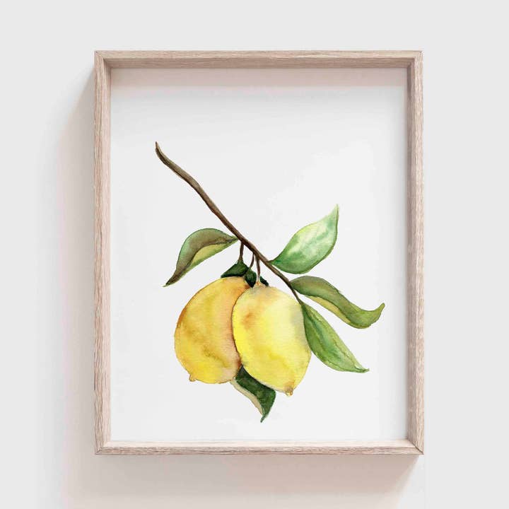 Lemon Watercolor Art Print for wholesale by Grace Langdon Art