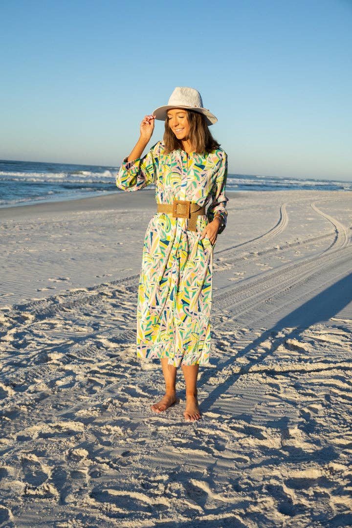 Multi Abstract button down coverup for wholesale on Faire3