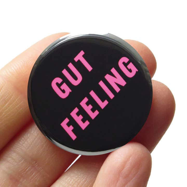 GUT FEELING Button l 1.25" Pinback Intuitive Gift for wholesale by Word For Word Factory