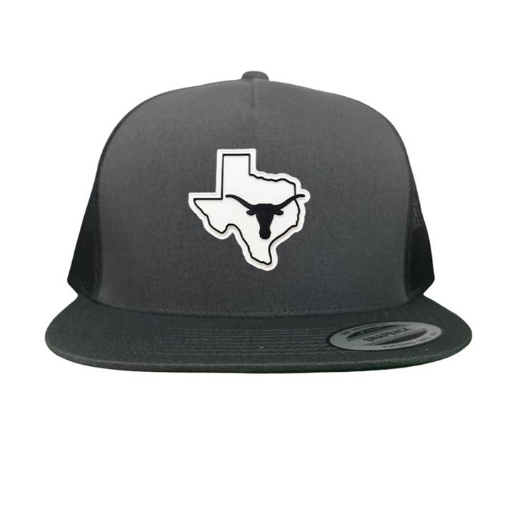 Texas Longhorns Tête de Bœuf Noir et Blanc État Écusson en Caoutchouc / Chapeaux / 235 / UT9064 / MM pour la vente par Last Stand Hats, LLC