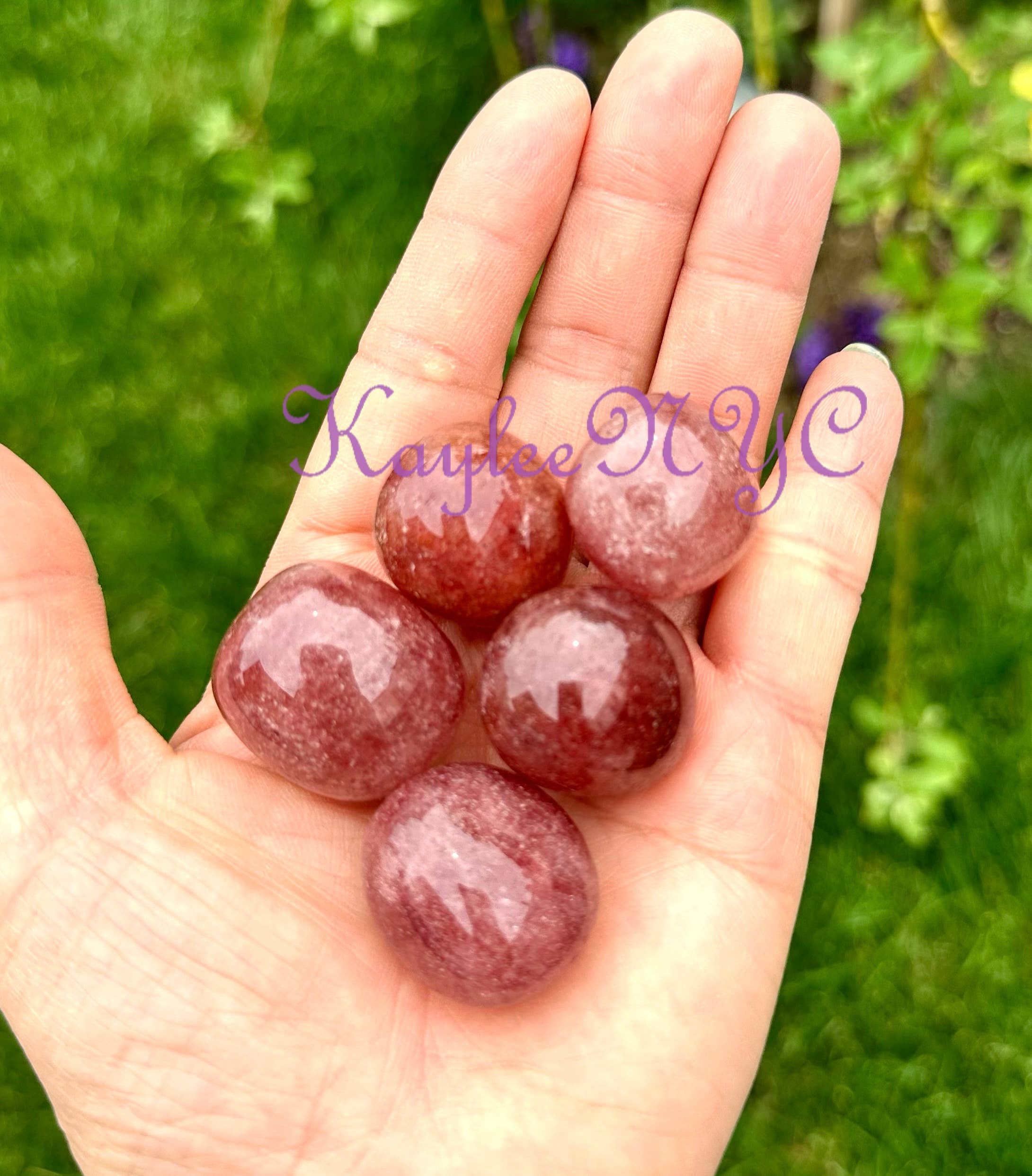 KayleeNYC - Wholesale Spiritual Stone/Crystal - 2 Lbs Natural Strawberry Quartz Tumble Healing Energy3