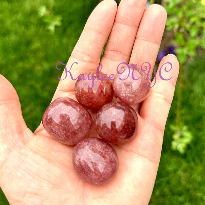 KayleeNYC - Wholesale Spiritual Stone/Crystal - 2 Lbs Natural Strawberry Quartz Tumble Healing Energy3