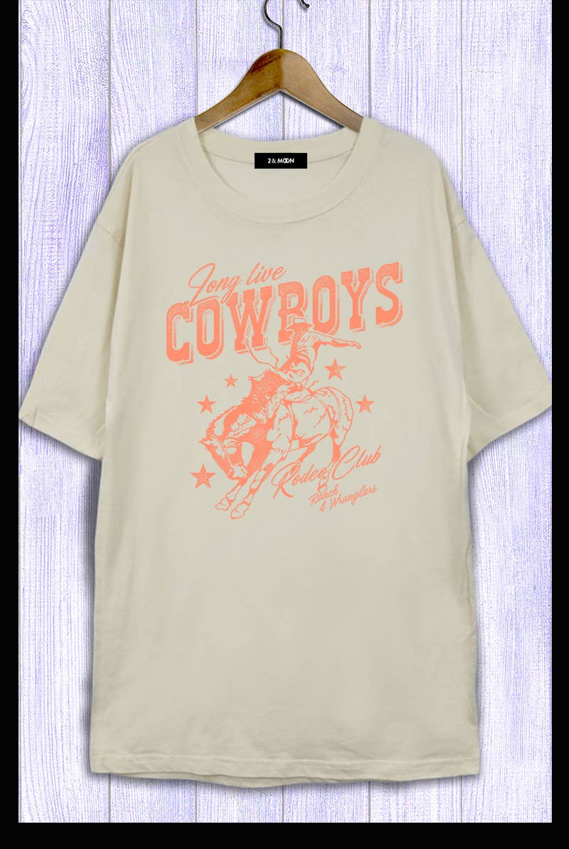 2&moon – wholesale Screen printed t-shirt – Women′s – Oversized Long Live Cowboys Graphic Tee 5