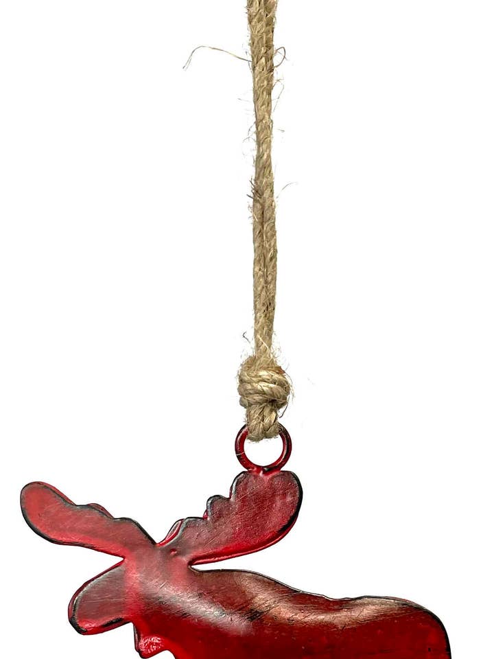 Iron Ornament - Moose Vintage Red 4" for wholesale by Jafsons International