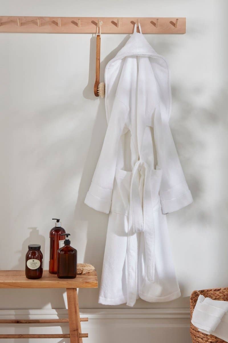 Bamboo Towelling Robe in Cloud White for wholesale on Faire6