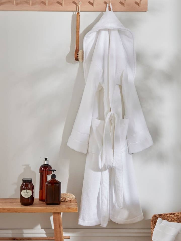 Bamboo Towelling Robe in Cloud White for wholesale on Faire6