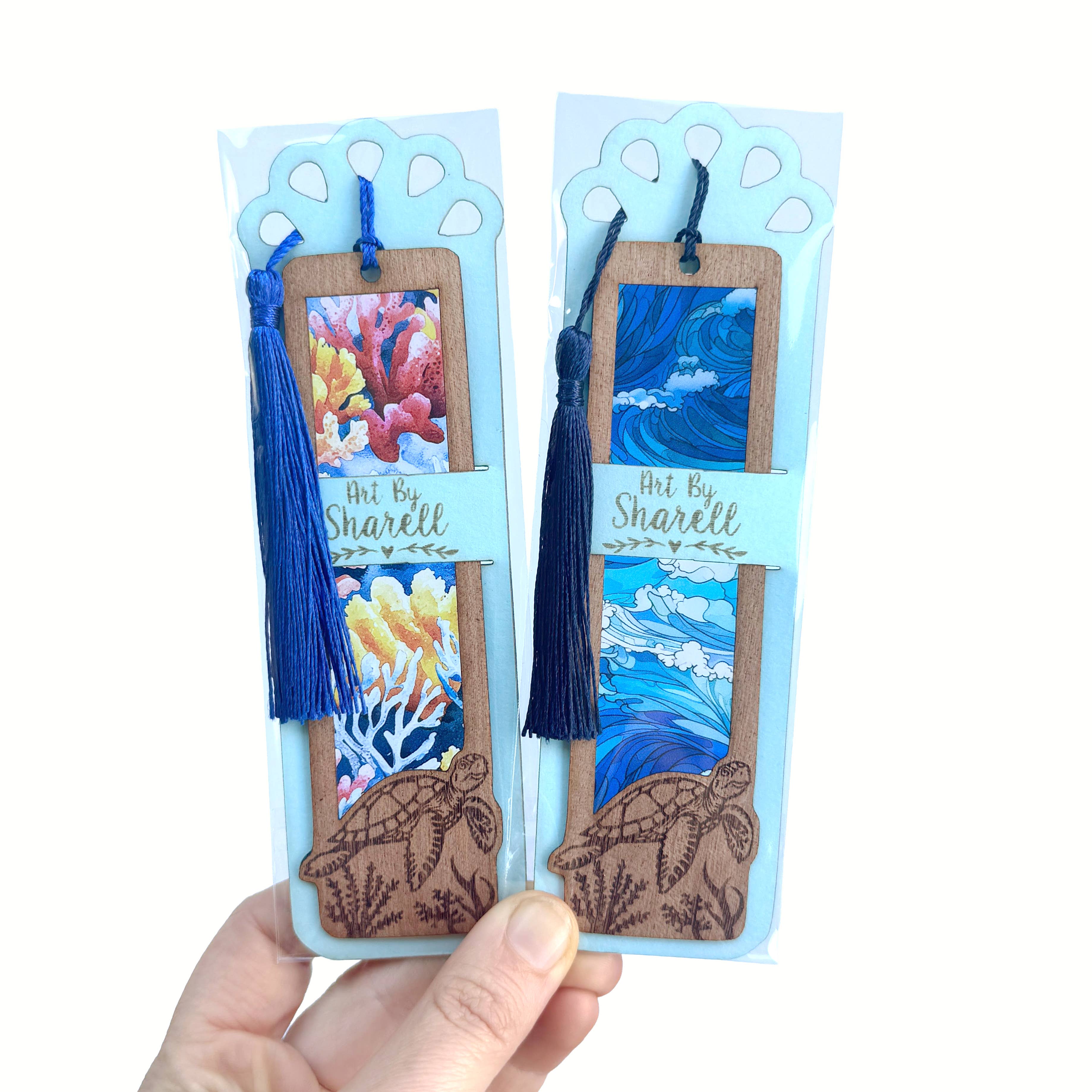 Art by Sharell - Wholesale Bookmark - Sea Turtle Bookmark | Wood & Acrylic Tassel Bookmark13