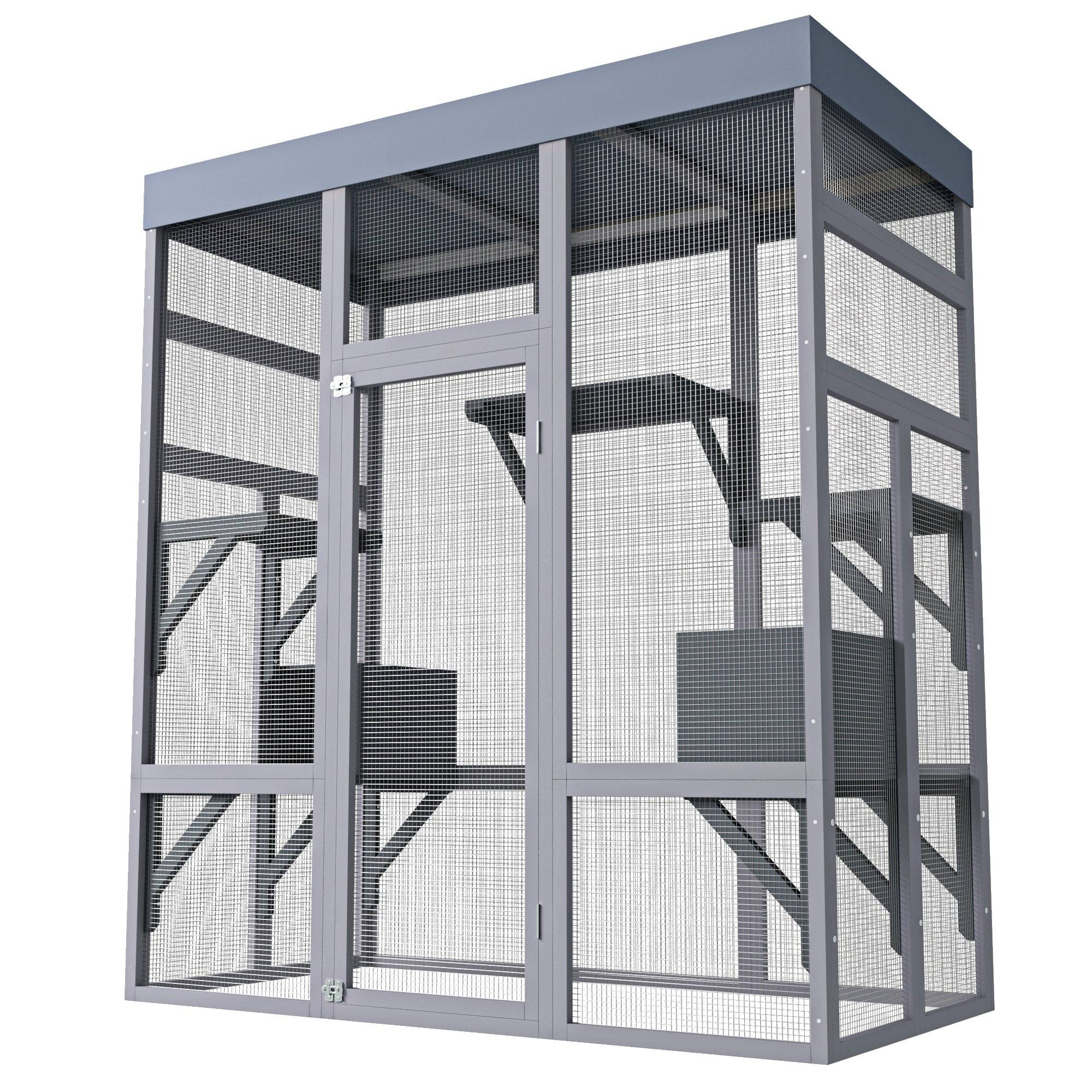39F Inc. - Wholesale Pet Carrier - Cat - 62.6in Outdoor Wooden Catio with Roof and Platforms1