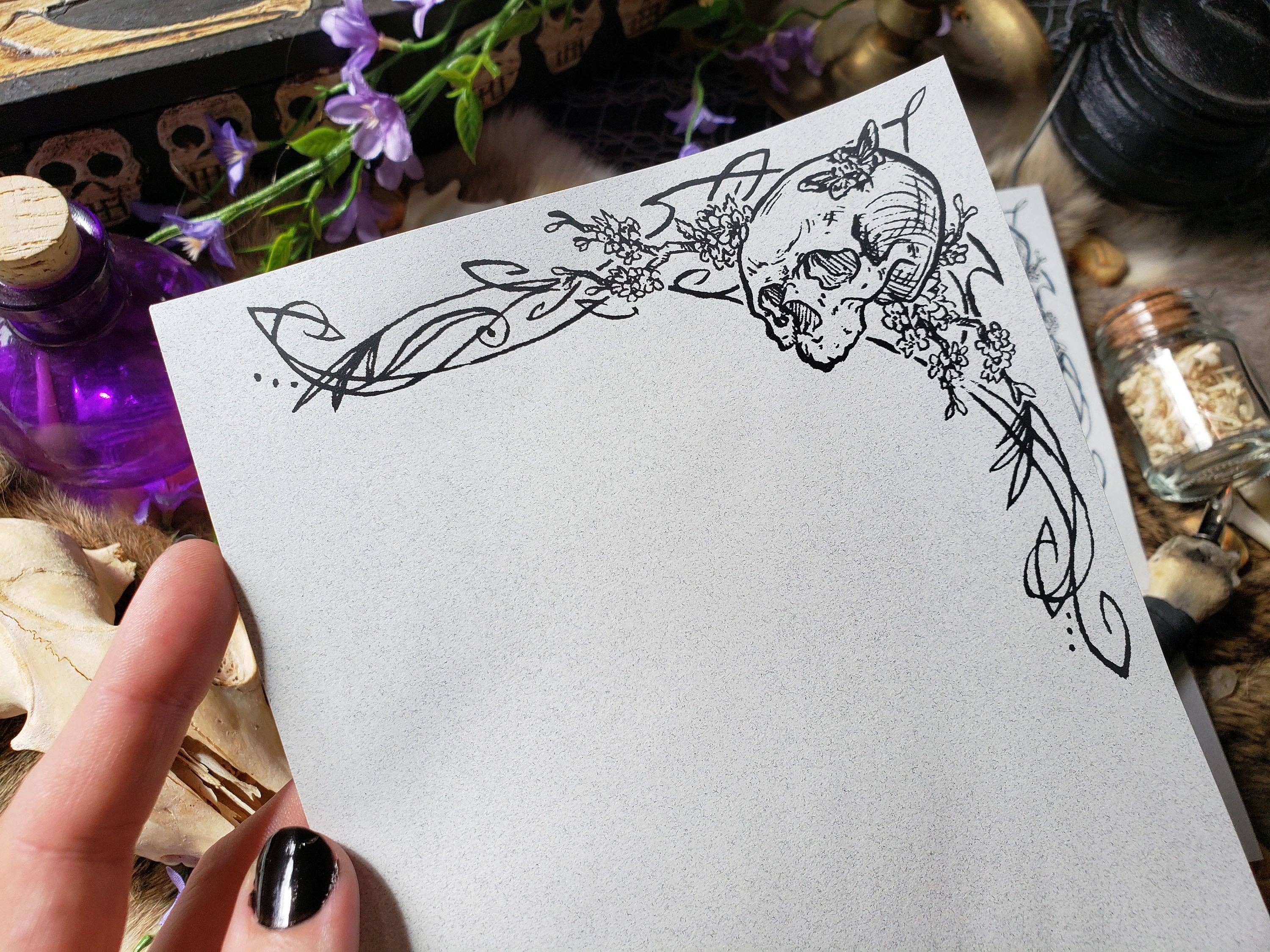 Tia Kinsman - Wholesale Stationery/Notecard Set - Deaths Head Moth Goth Letter Stationery Set4