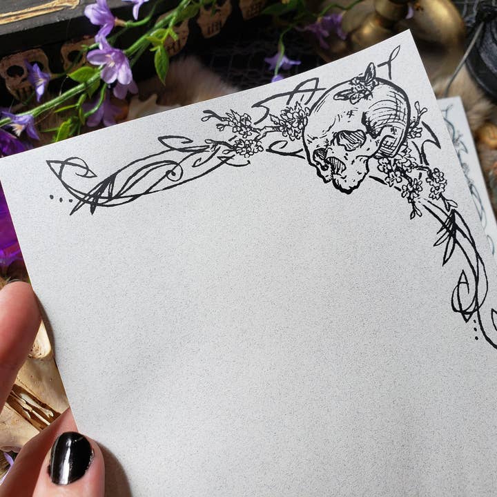 Tia Kinsman - Wholesale Stationery/Notecard Set - Deaths Head Moth Goth Letter Stationery Set4