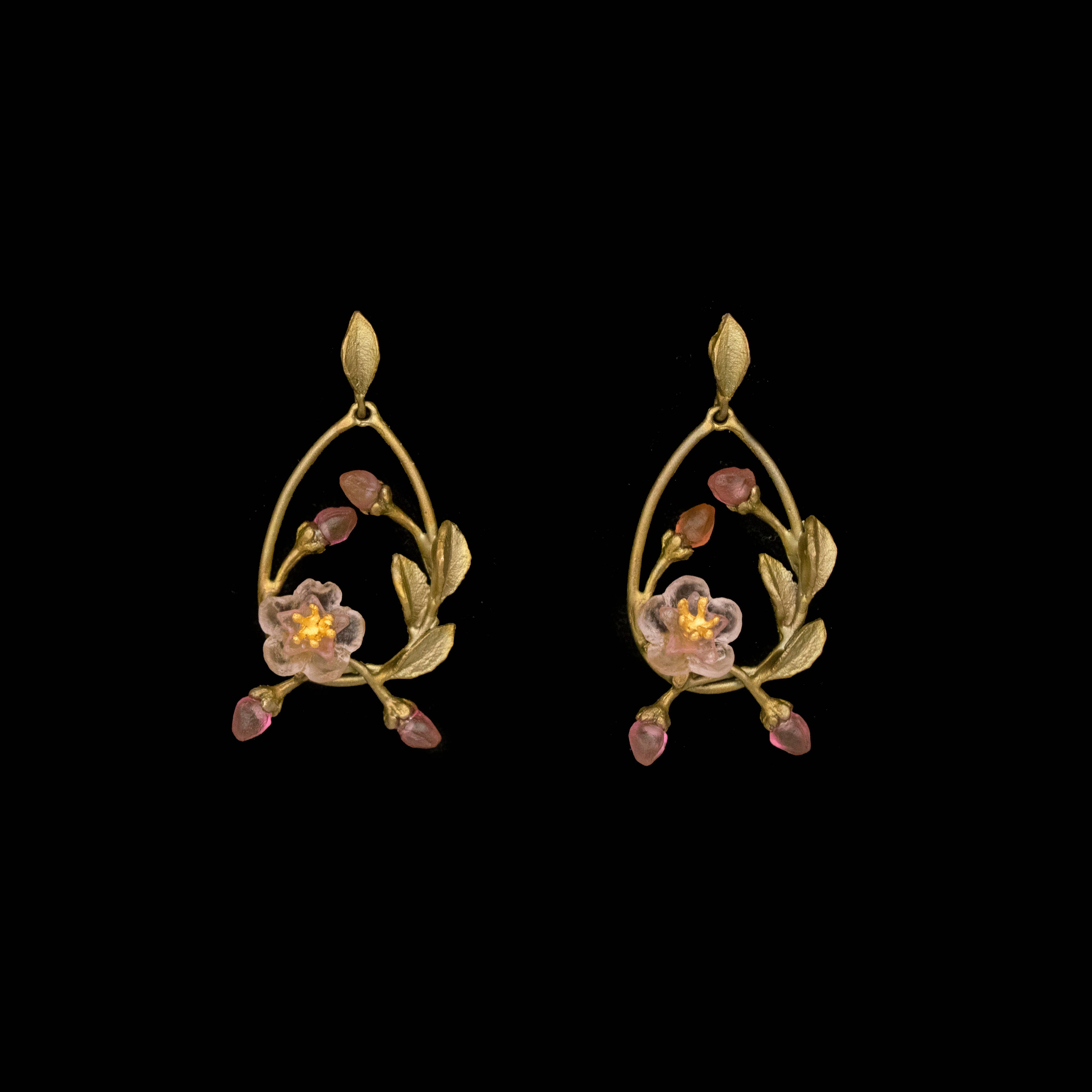 Michael Michaud - Wholesale Dangle Earrings - Peach Blossom Oval Drop Earrings