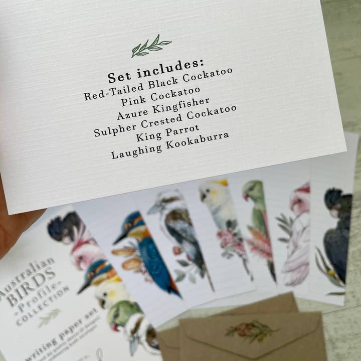 Scattered Seed Co - Wholesale Stationery/notecard set - AUSTRALIAN BIRDS PROFILE Letter Writing Paper Set4