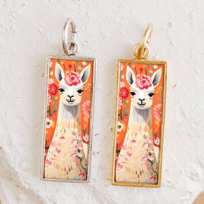 Llama Love Charm Pendant Gold or Silver for wholesale by Bel Kai