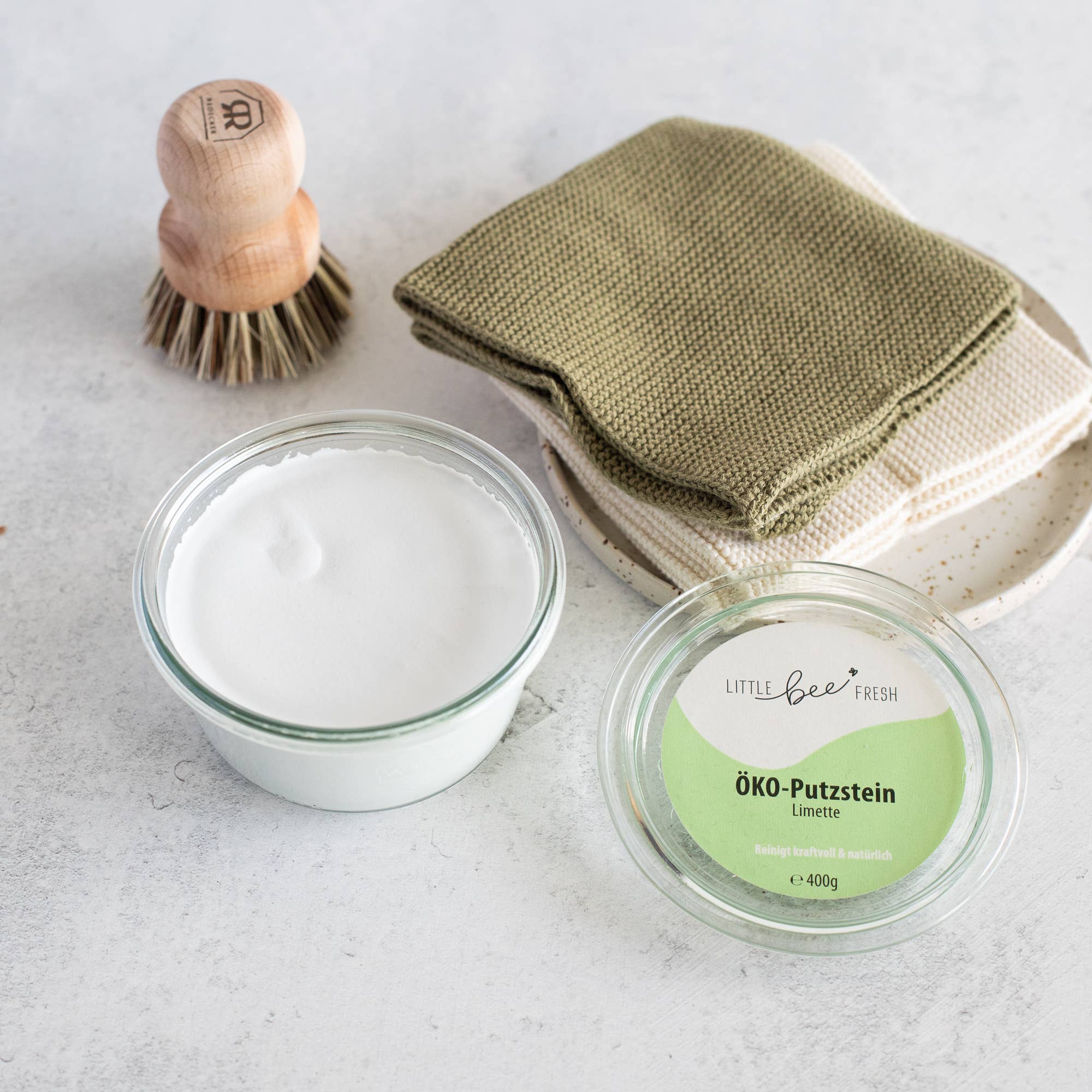 little bee fresh - Wholesale Cleaning Cloth - Eco cleaning stone in a mason jar2